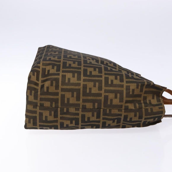 FENDI Zucca Canvas Tote Bag Black Brown Auth 137741
