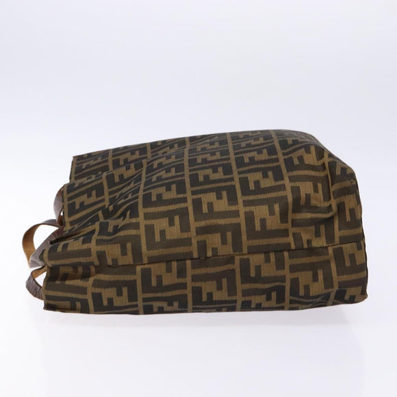 FENDI Zucca Canvas Tote Bag Black Brown Auth 137741