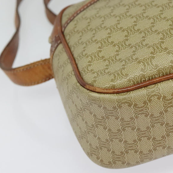 CELINE Macadam Canvas Shoulder Bag PVC Beige Gold Auth 137747