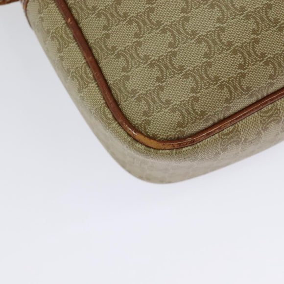 CELINE Macadam Canvas Shoulder Bag PVC Beige Gold Auth 137747