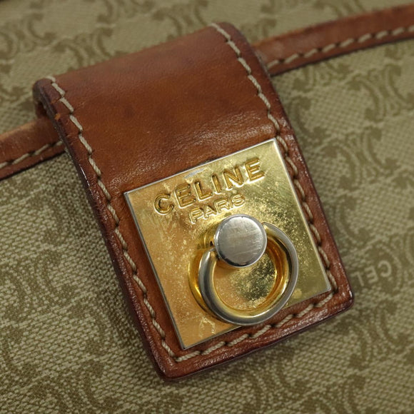 CELINE Macadam Canvas Shoulder Bag PVC Beige Gold Auth 137747