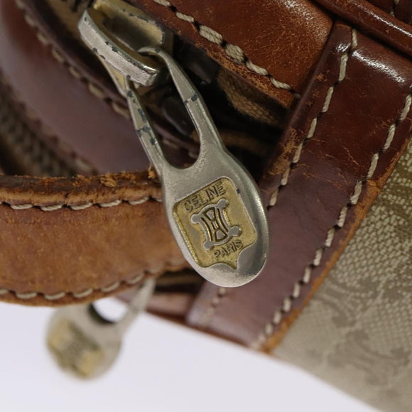 CELINE Macadam Canvas Shoulder Bag PVC Beige Gold Auth 137747