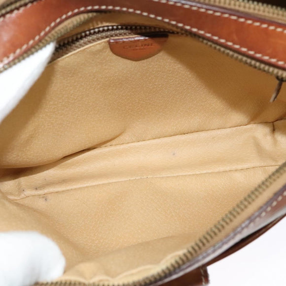 CELINE Macadam Canvas Shoulder Bag PVC Beige Gold Auth 137747