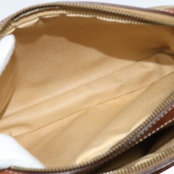 CELINE Macadam Canvas Shoulder Bag PVC Beige Gold Auth 137747