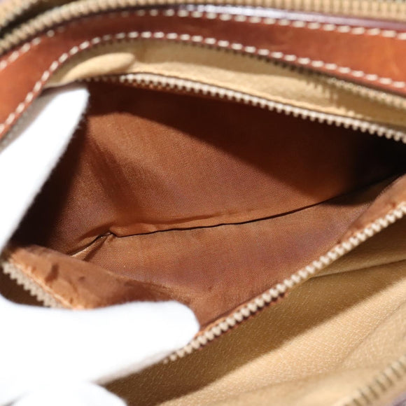 CELINE Macadam Canvas Shoulder Bag PVC Beige Gold Auth 137747