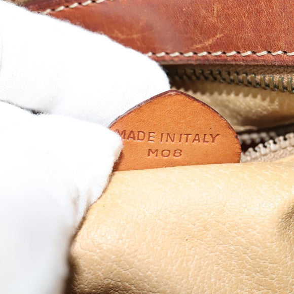 CELINE Macadam Canvas Shoulder Bag PVC Beige Gold Auth 137747