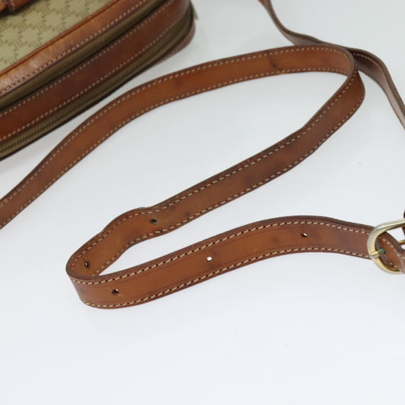 CELINE Macadam Canvas Shoulder Bag PVC Beige Gold Auth 137747