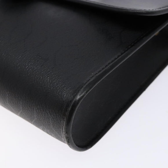 Christian Dior Honeycomb Canvas Shoulder Bag PVC Black Gold Auth 137748