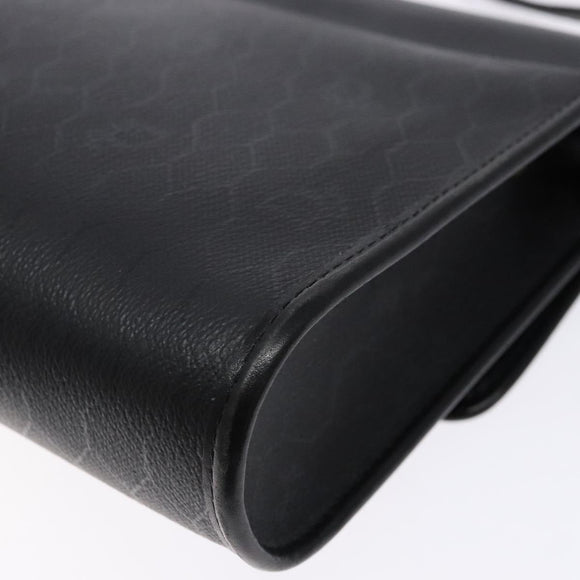 Christian Dior Honeycomb Canvas Shoulder Bag PVC Black Gold Auth 137748