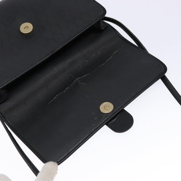 Christian Dior Honeycomb Canvas Shoulder Bag PVC Black Gold Auth 137748