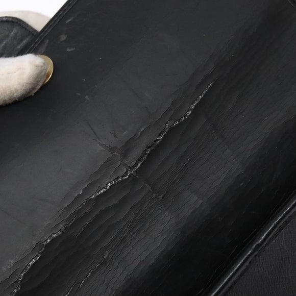 Christian Dior Honeycomb Canvas Shoulder Bag PVC Black Gold Auth 137748