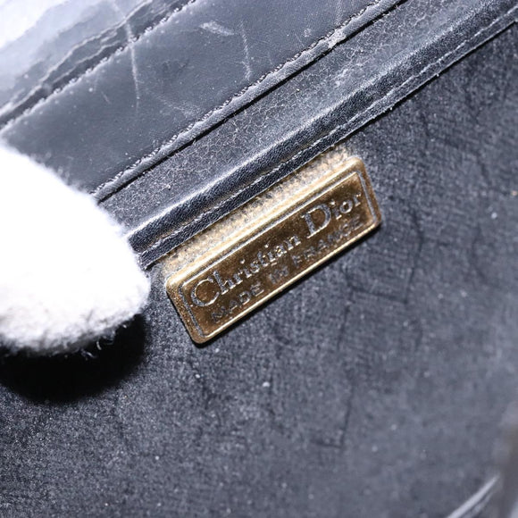 Christian Dior Honeycomb Canvas Shoulder Bag PVC Black Gold Auth 137748