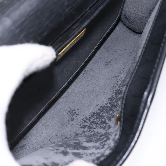 Christian Dior Honeycomb Canvas Shoulder Bag PVC Black Gold Auth 137748