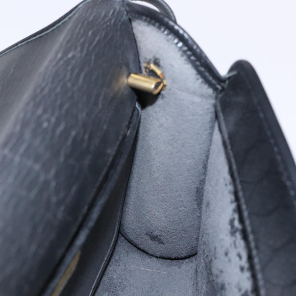 Christian Dior Honeycomb Canvas Shoulder Bag PVC Black Gold Auth 137748