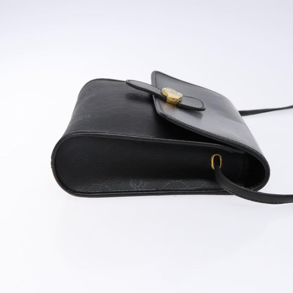 Christian Dior Honeycomb Canvas Shoulder Bag PVC Black Gold Auth 137748