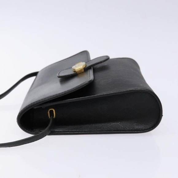 Christian Dior Honeycomb Canvas Shoulder Bag PVC Black Gold Auth 137748