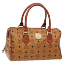 MCM Logogram Vicetos Hand Bag PVC Leather Brown Gold Auth 137750-1