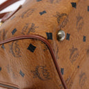 MCM Logogram Vicetos Hand Bag PVC Leather Brown Gold Auth 137750-14