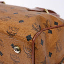 MCM Logogram Vicetos Hand Bag PVC Leather Brown Gold Auth 137750-15