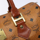 MCM Logogram Vicetos Hand Bag PVC Leather Brown Gold Auth 137750-10