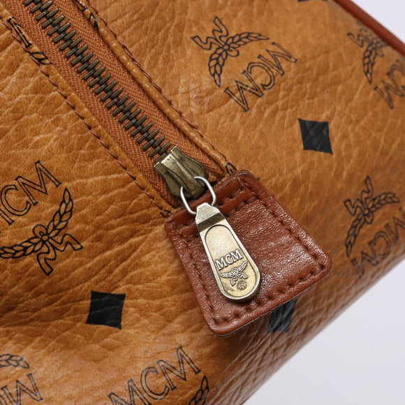 MCM Logogram Vicetos Hand Bag PVC Leather Brown Gold Auth 137750