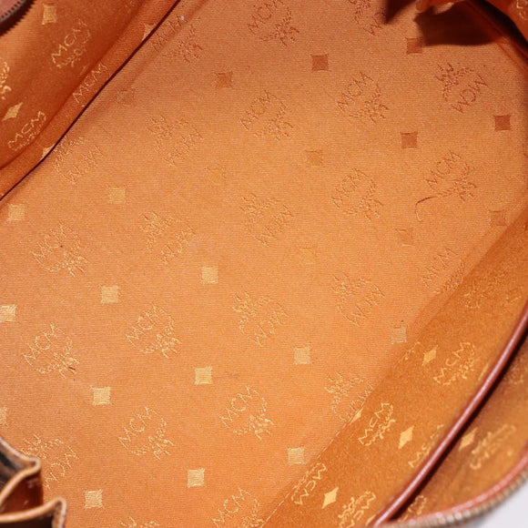 MCM Logogram Vicetos Hand Bag PVC Leather Brown Gold Auth 137750