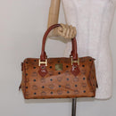 MCM Logogram Vicetos Hand Bag PVC Leather Brown Gold Auth 137750-22