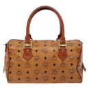 MCM Logogram Vicetos Hand Bag PVC Leather Brown Gold Auth 137750-2