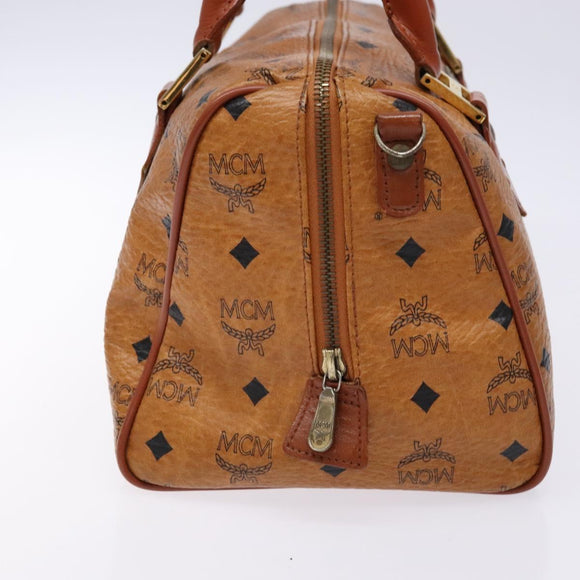 MCM Logogram Vicetos Hand Bag PVC Leather Brown Gold Auth 137750