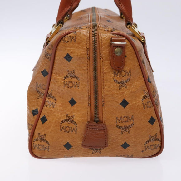 MCM Logogram Vicetos Hand Bag PVC Leather Brown Gold Auth 137750