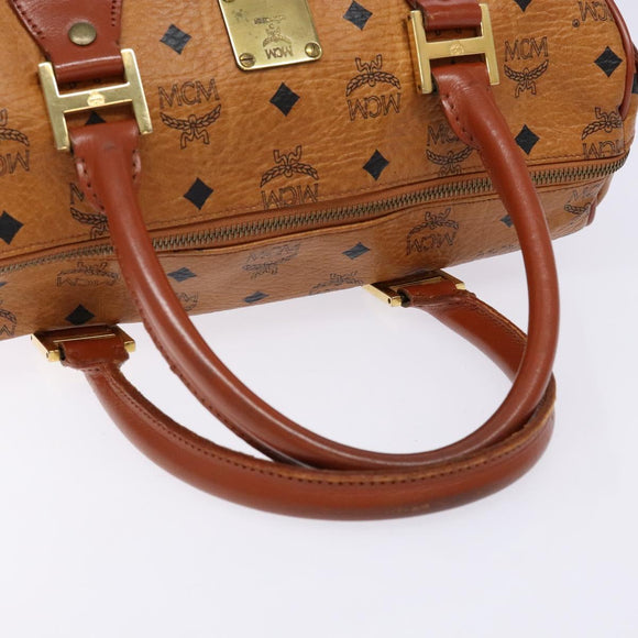 MCM Logogram Vicetos Hand Bag PVC Leather Brown Gold Auth 137750