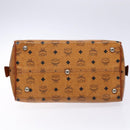 MCM Logogram Vicetos Hand Bag PVC Leather Brown Gold Auth 137750-5