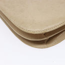 PRADA Chain Shoulder Bag Leather plastic Beige Silver Auth 137752-18