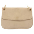 PRADA Chain Shoulder Bag Leather plastic Beige Silver Auth 137752-13