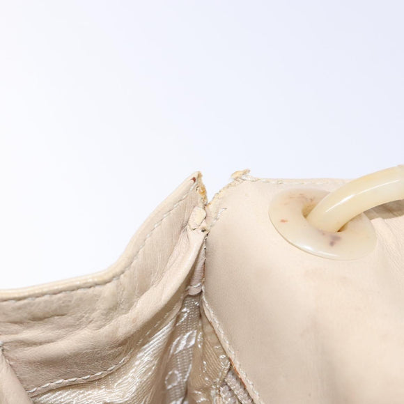 PRADA Chain Shoulder Bag Leather plastic Beige Silver Auth 137752