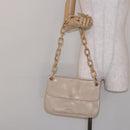 PRADA Chain Shoulder Bag Leather plastic Beige Silver Auth 137752-25