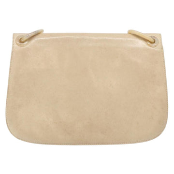 PRADA Chain Shoulder Bag Leather plastic Beige Silver Auth 137752 - 0