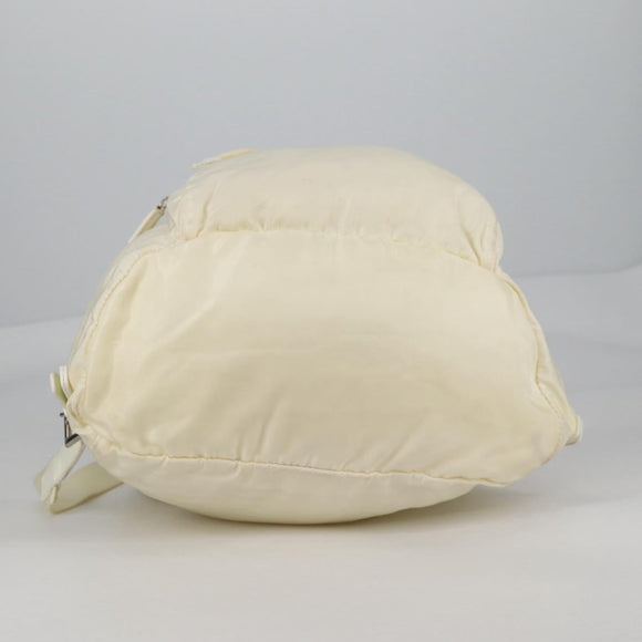 PRADA Backpack Nylon Cream Silver Auth 137765