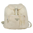 PRADA Backpack Nylon Cream Silver Auth 137765-2