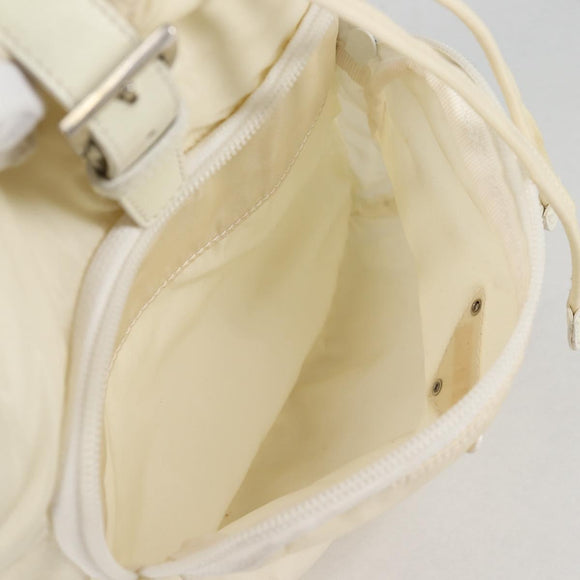 PRADA Backpack Nylon Cream Silver Auth 137765