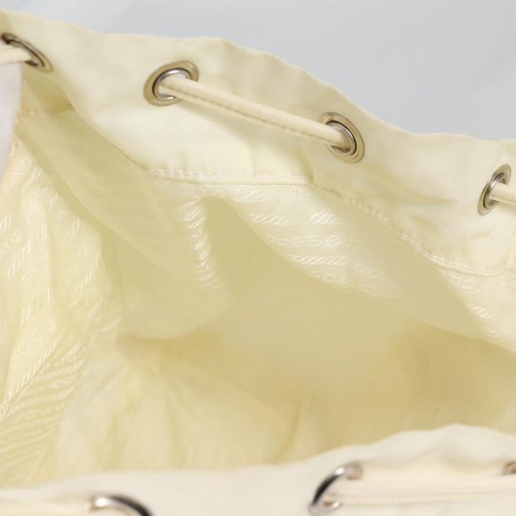 PRADA Backpack Nylon Cream Silver Auth 137765
