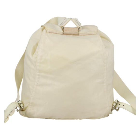PRADA Backpack Nylon Cream Silver Auth 137765