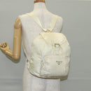 PRADA Backpack Nylon Cream Silver Auth 137765-32