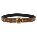 GUCCI GG Canvas Belt Leather 35.4"" Beige Gold 114874 Auth 137789-1