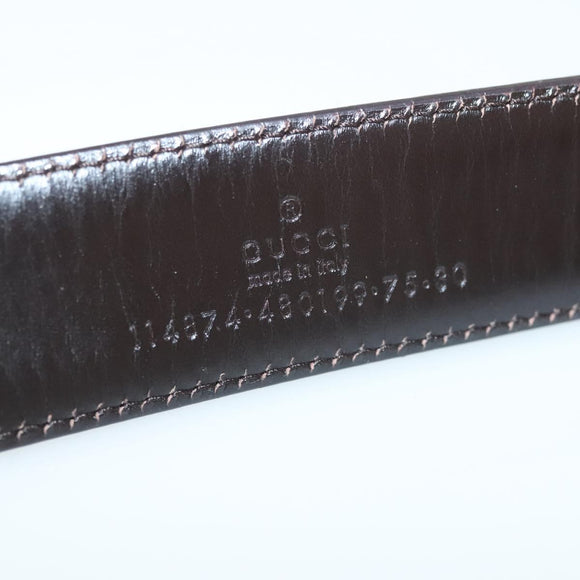 GUCCI GG Canvas Belt Leather 35.4"" Beige Gold 114874 Auth 137789