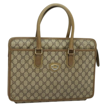 GUCCI GG Supreme Hand Bag PVC Vintage Beige Gold Auth 137795