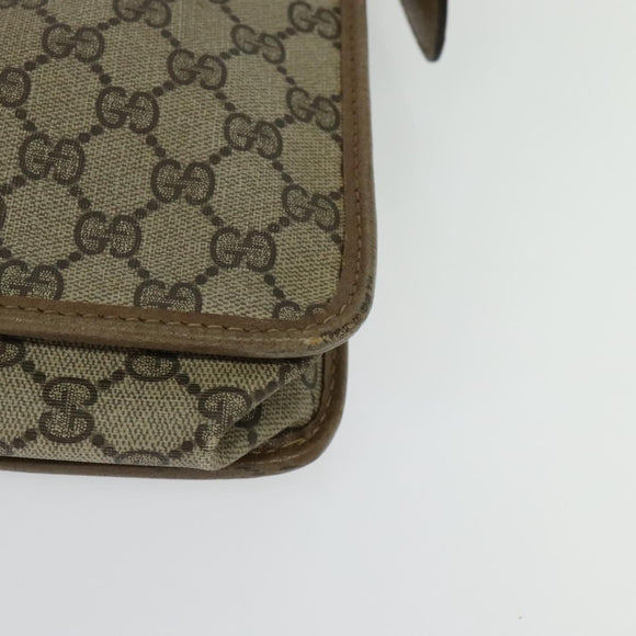 GUCCI GG Supreme Hand Bag PVC Vintage Beige Gold Auth 137795
