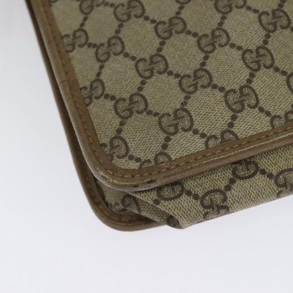 GUCCI GG Supreme Hand Bag PVC Vintage Beige Gold Auth 137795