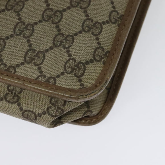 GUCCI GG Supreme Hand Bag PVC Vintage Beige Gold Auth 137795