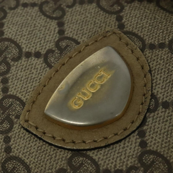 GUCCI GG Supreme Hand Bag PVC Vintage Beige Gold Auth 137795